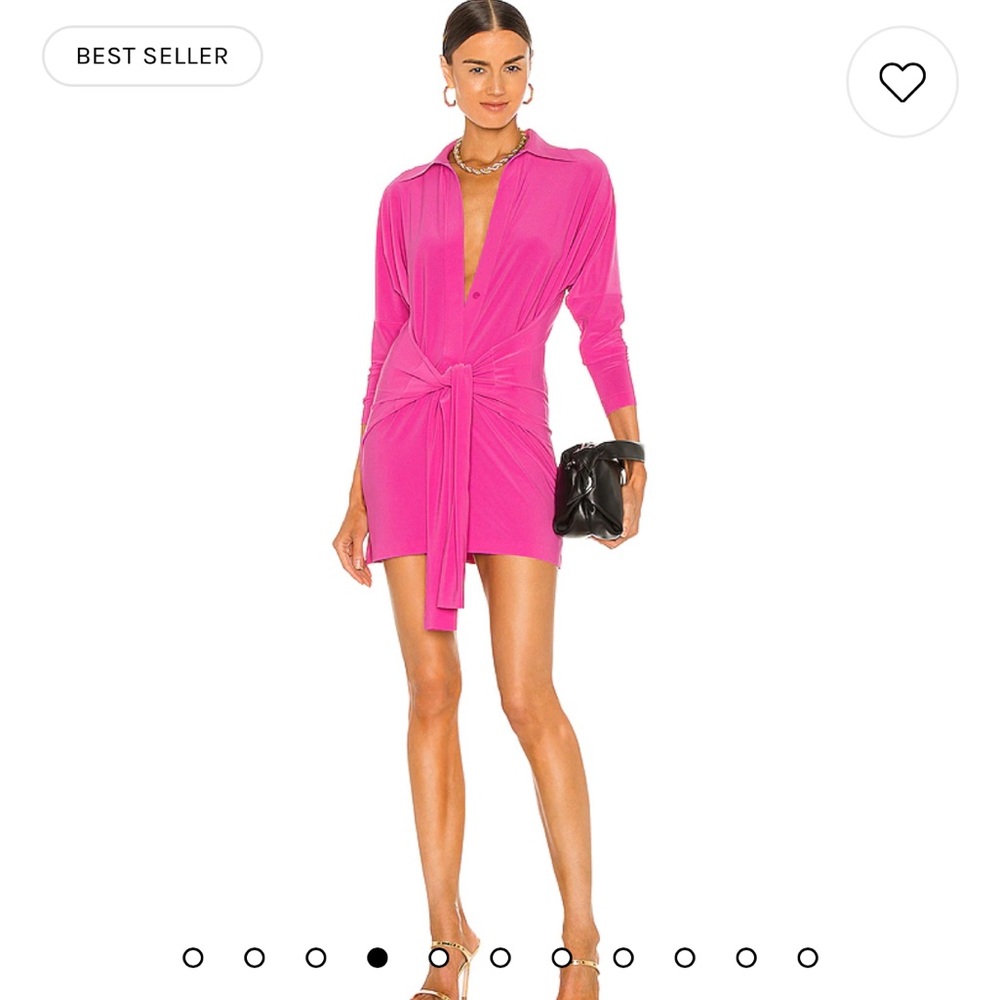 Norma Kamali x REVOLVE Mini Tie Front NK Shirt Dress in Orchid Pink